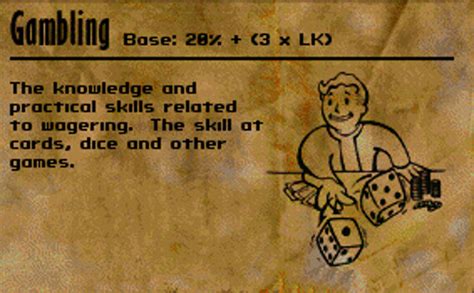gambling fallout 1|Gambling (skill) .
